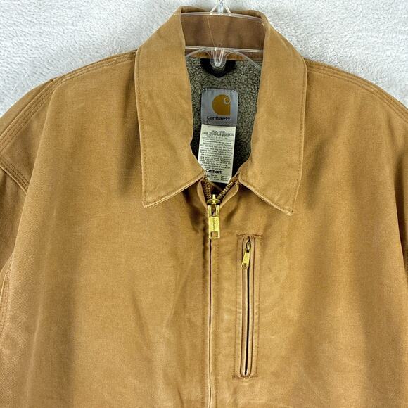VTG Carhartt Duck Ridge Sherpa Lined Barn Coat Jacket Men L Brown Faded J205 BRN - Picture 8 of 13